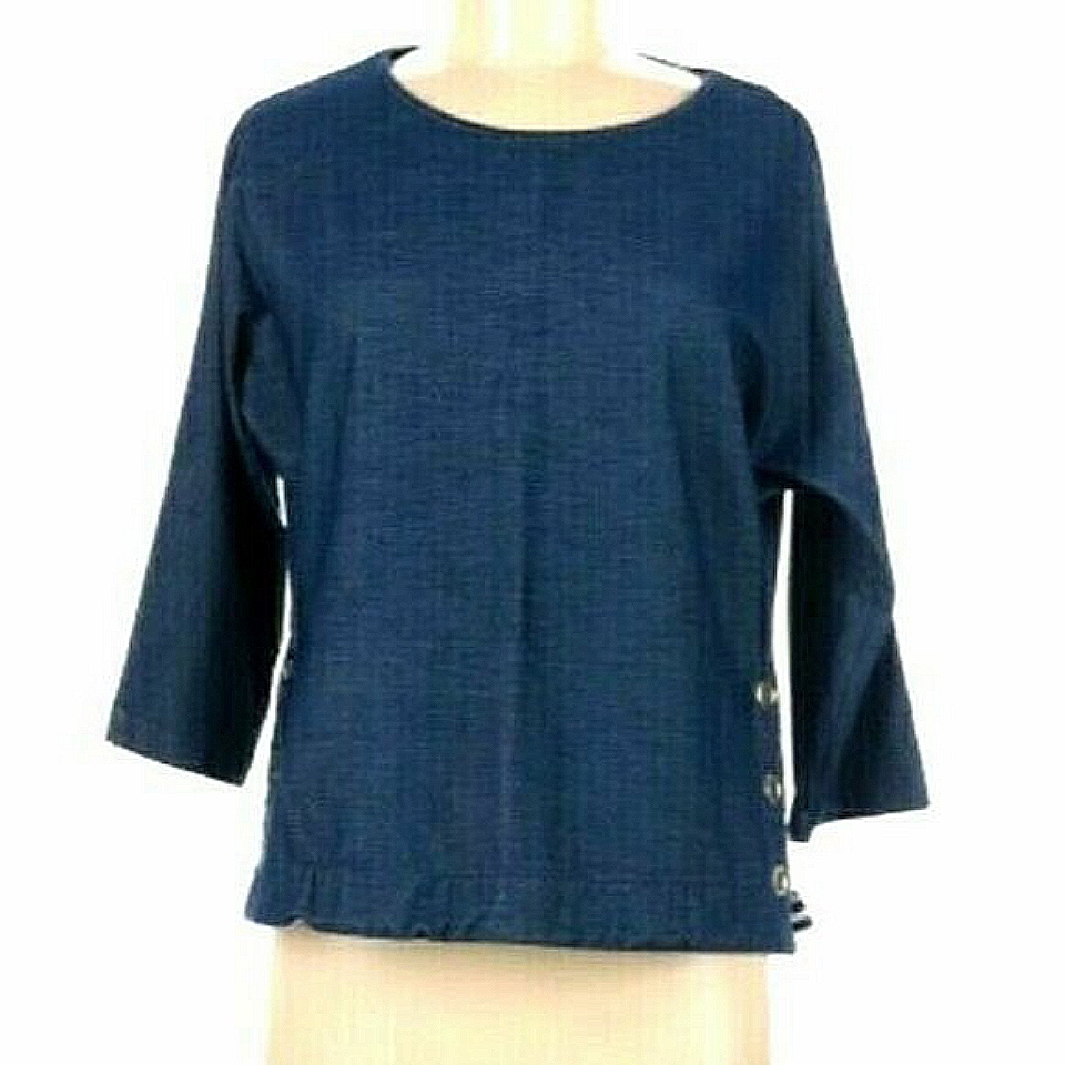 Chico's 3/4 Sleeve Pullover Top Size 1 (M) Blue